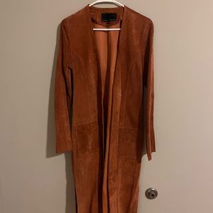 Yansi fugel knee length suede jacket